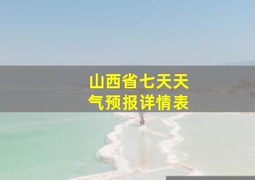 山西省七天天气预报详情表