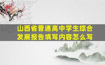 山西省普通高中学生综合发展报告填写内容怎么写