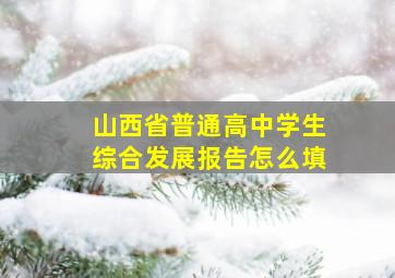 山西省普通高中学生综合发展报告怎么填