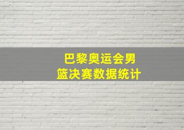 巴黎奥运会男篮决赛数据统计