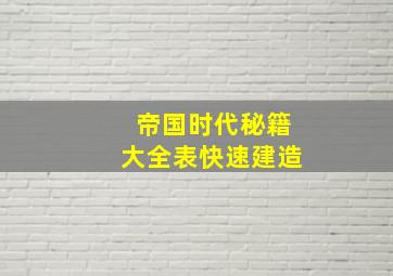 帝国时代秘籍大全表快速建造