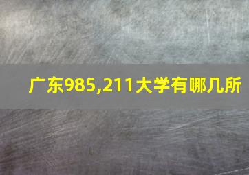 广东985,211大学有哪几所