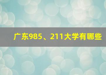 广东985、211大学有哪些