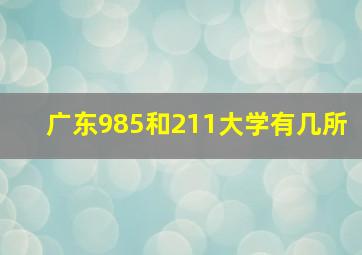 广东985和211大学有几所