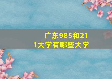 广东985和211大学有哪些大学