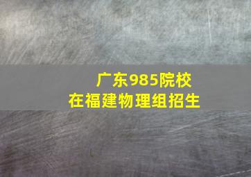 广东985院校在福建物理组招生