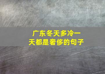 广东冬天多冷一天都是奢侈的句子