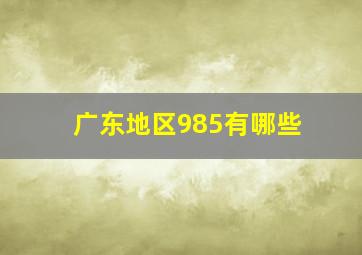 广东地区985有哪些