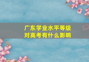 广东学业水平等级对高考有什么影响