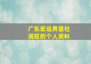 广东宏远男篮杜润旺的个人资料