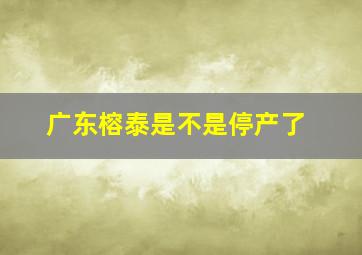 广东榕泰是不是停产了