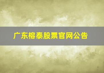 广东榕泰股票官网公告