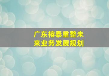 广东榕泰重整未来业务发展规划