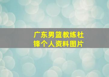 广东男篮教练杜锋个人资料图片