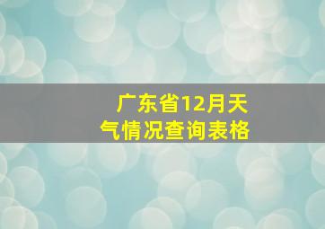 广东省12月天气情况查询表格