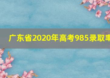 广东省2020年高考985录取率