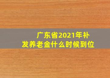 广东省2021年补发养老金什么时候到位