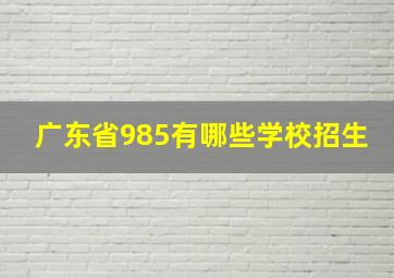 广东省985有哪些学校招生