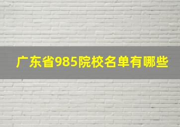 广东省985院校名单有哪些