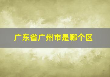 广东省广州市是哪个区