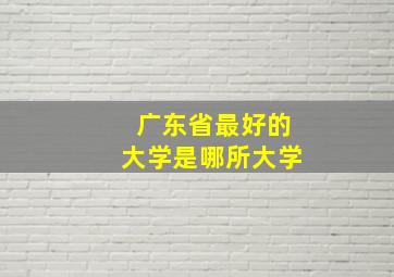 广东省最好的大学是哪所大学