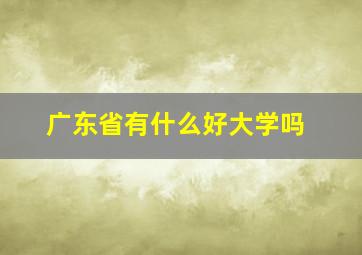 广东省有什么好大学吗