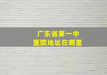 广东省第一中医院地址在哪里