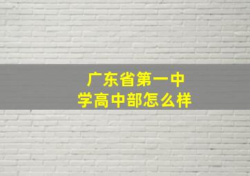 广东省第一中学高中部怎么样