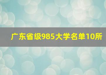 广东省级985大学名单10所