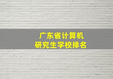 广东省计算机研究生学校排名