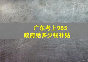 广东考上985政府给多少钱补贴