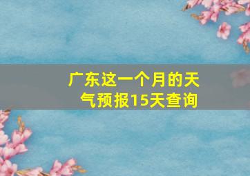 广东这一个月的天气预报15天查询