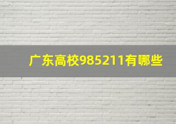 广东高校985211有哪些