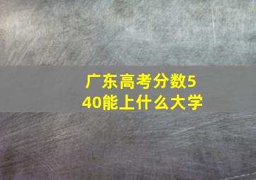 广东高考分数540能上什么大学