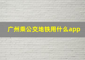 广州乘公交地铁用什么app