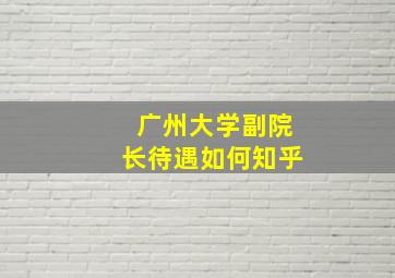 广州大学副院长待遇如何知乎