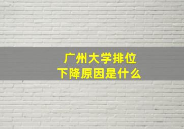 广州大学排位下降原因是什么