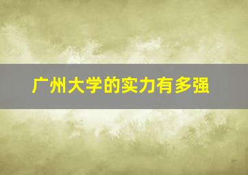 广州大学的实力有多强