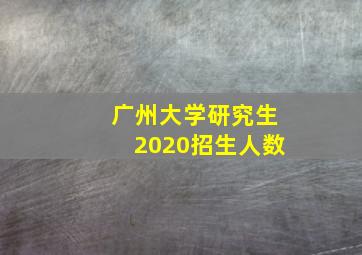 广州大学研究生2020招生人数