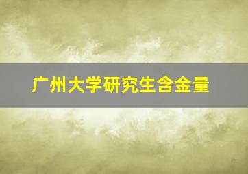 广州大学研究生含金量