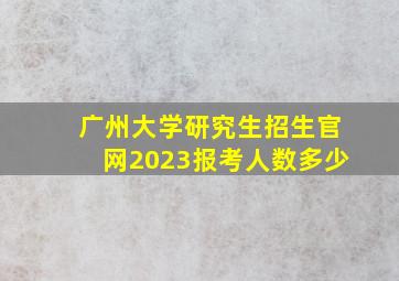 广州大学研究生招生官网2023报考人数多少