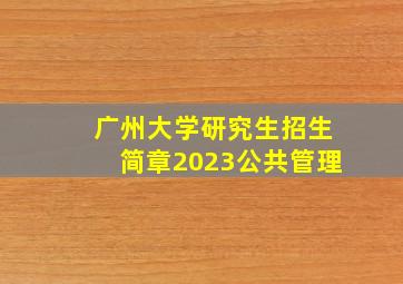 广州大学研究生招生简章2023公共管理