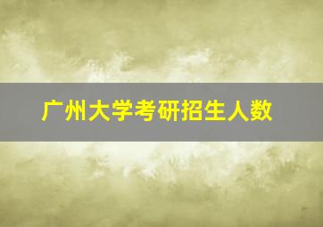 广州大学考研招生人数