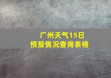 广州天气15日预报情况查询表格