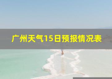 广州天气15日预报情况表