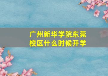 广州新华学院东莞校区什么时候开学