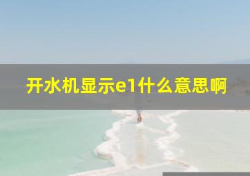 开水机显示e1什么意思啊