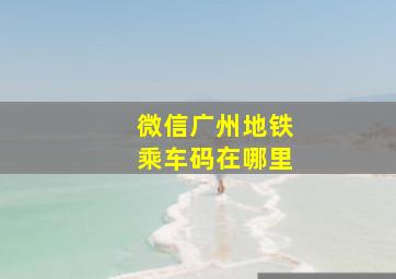 微信广州地铁乘车码在哪里