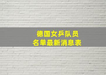 德国女乒队员名单最新消息表