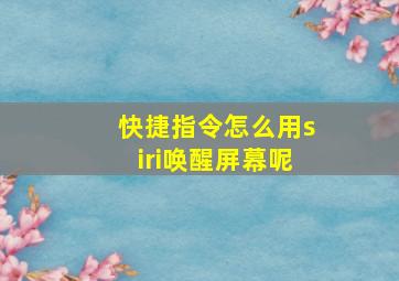 快捷指令怎么用siri唤醒屏幕呢